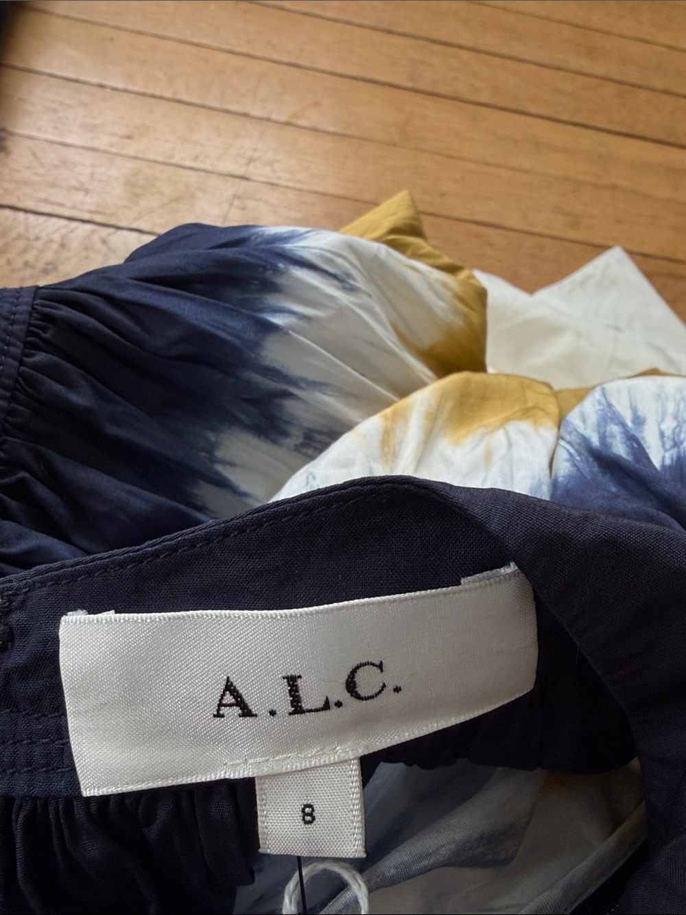 A.L.C. Blake Navy, Mustard & White Halter Tie-Dye Maxi Dress - Picture 4 of 4
